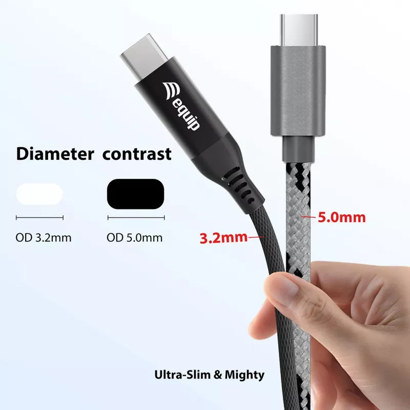 Equip USB 4 itin plonas C į C laidas, 1,2 m, PD240W, 4K/60Hz, 40 Gbps, juodas