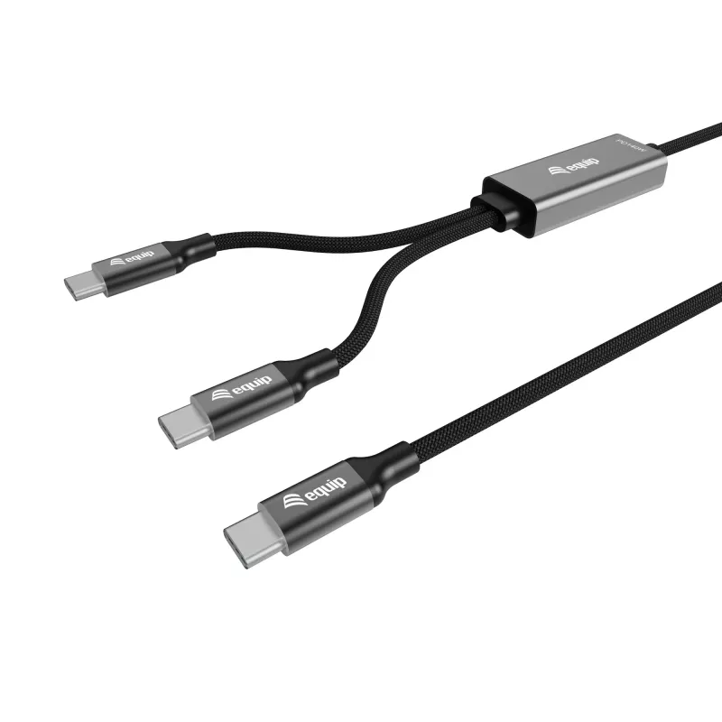 USB-C į 2x USB-C Y formos įkrovimo laidas EQUIP 1,5 m PD 140 W, USB 2.0, juodas