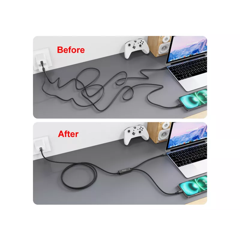 USB-C į 2x USB-C Y formos įkrovimo laidas EQUIP 1,5 m PD 140 W, USB 2.0, juodas