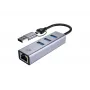USB-C prie Gigabitinio tinklo adapteris su 3 prievadų USB šakotuvu CONCEPTRONIC ABBY25G — USB 3.2 Gen 1, 1 Gbps Ethernet, 3x USB-A, aliuminis, pilkas