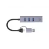 USB-C prie Gigabitinio tinklo adapteris su 3 prievadų USB šakotuvu CONCEPTRONIC ABBY25G — USB 3.2 Gen 1, 1 Gbps Ethernet, 3x USB-A, aliuminis, pilkas