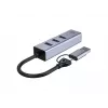 USB-C prie Gigabitinio tinklo adapteris su 3 prievadų USB šakotuvu CONCEPTRONIC ABBY25G — USB 3.2 Gen 1, 1 Gbps Ethernet, 3x USB-A, aliuminis, pilkas