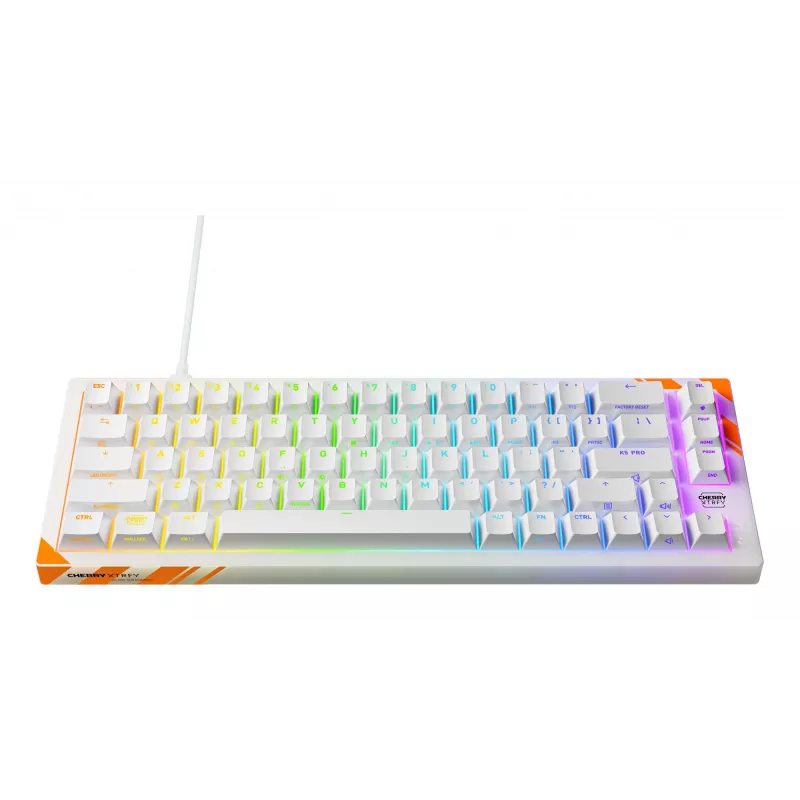 Mechaninė žaidimų klaviatūra Cherry K5 Pro TMR Compact 65% QWERTY US, laidinė USB, RGB, oranžinė/baltas
