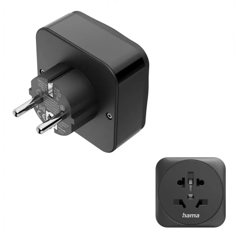 Hama 00223460 maitinimo kištuko adapteris, Type E/F hibridinis, universalus, juodas