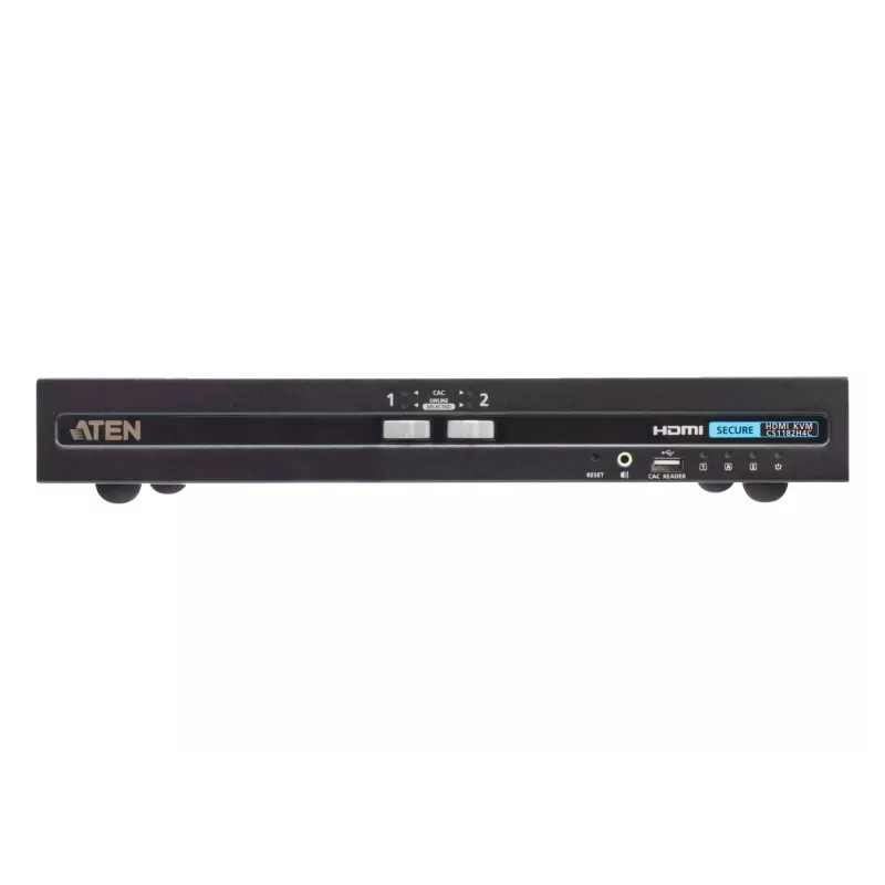 KVM komutatorius ATEN 2 prievadų USB HDMI Secure su CAC, 4K UHD 3840x2160@60Hz, USB klaviatūra/pelė, metalinis korpusas