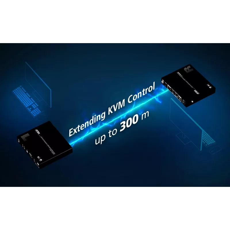 KVM plėtiklis ATEN True 4K DP/HDMI Optical KVM 300m – siųstuvas ir imtuvas, DisplayPort/HDMI, USB, 300 m