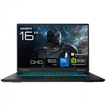 Nešiojamas kompiuteris GIGABYTE GAMING A16 PRO DXHG4FRCC4SH — Intel Core 7 240H, 16 colių Quad HD+ 2560×1600, 32 GB LPDDR5x, 1 TB SSD, NVIDIA GeForce RTX 5070 Ti, Wi‑Fi 6E, Windows 11