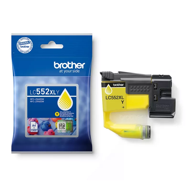 Originali Brother LC552XLY rašalo kasetė, geltona, pigmentinė, vienos pakuotės, 1500 puslapių