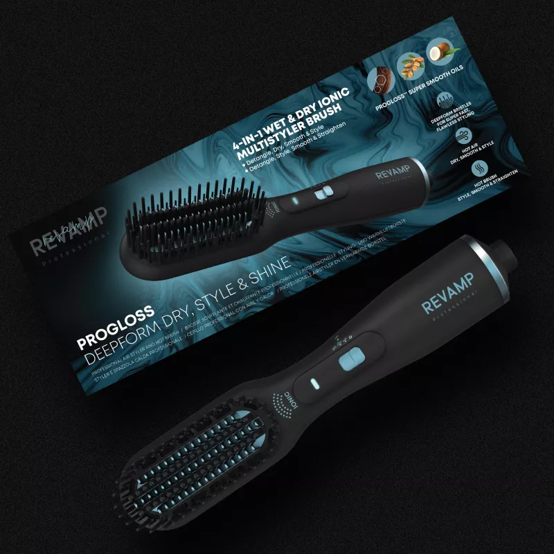 Revamp Progloss Deepform tiesus & Style Blow karšto oro šepetys Juoda 550 W 3 m