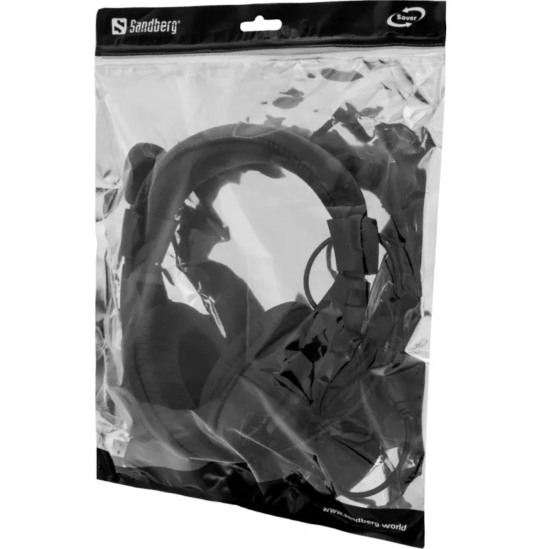 “Sandberg Saver USB” ausinės, didelės, laidinės, skambučiams / muzikai, 20–20000 Hz, 258 g, ausinės, juodos