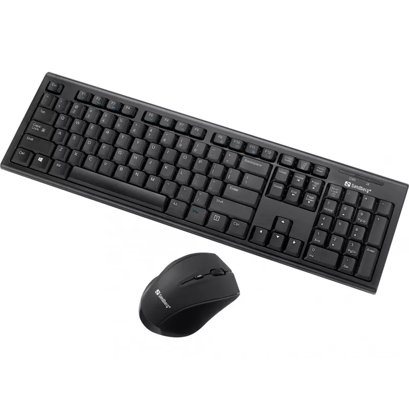 Sandberg Wireless Office DesktopSet INT, belaidis, RF belaidis, membraninė, QWERTY, juoda, pelė įtraukta