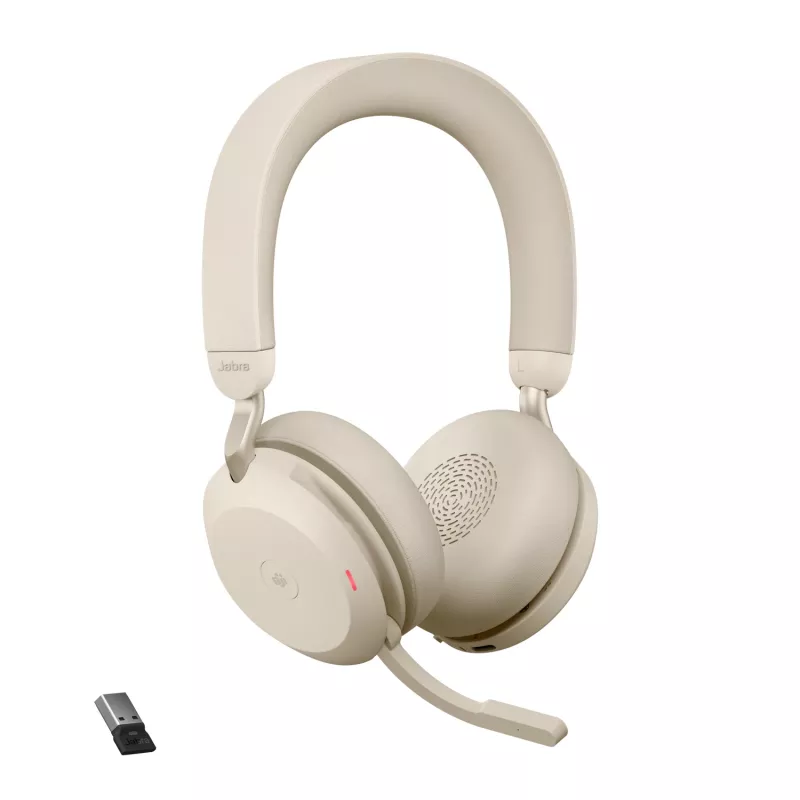 Jabra Evolve2 75 - USB-A MS Teams - smėlio spalvos, belaidės, biurui/skambučių centrui, 20 - 20000 Hz, 197 g, ausinės, smėlio spalvos