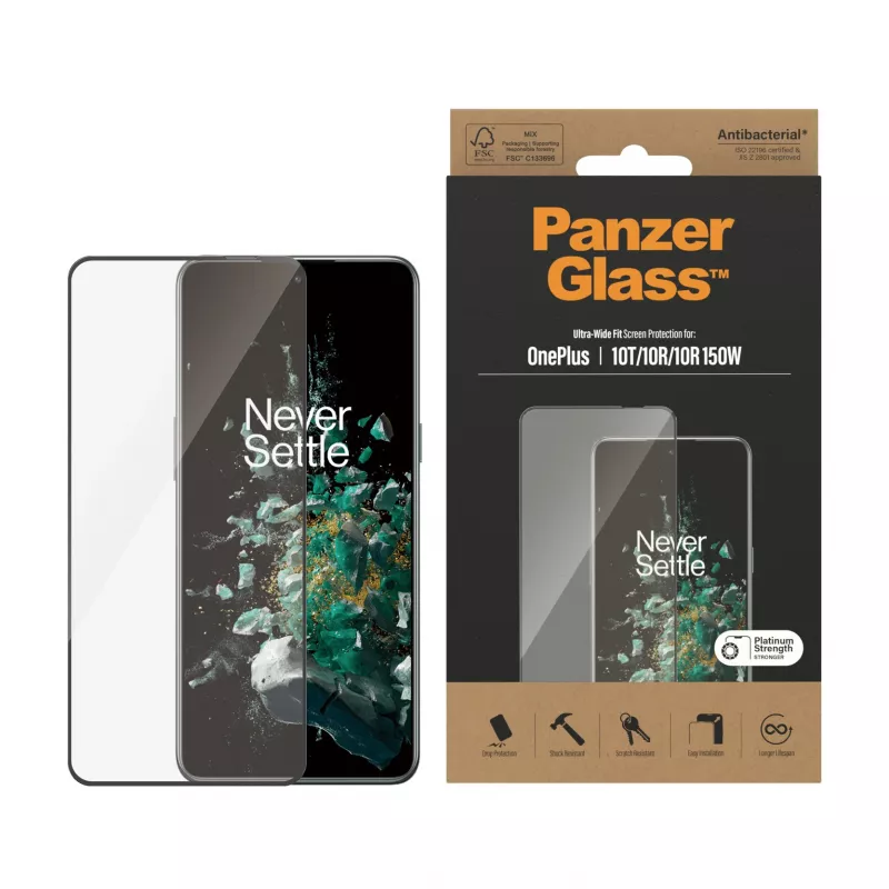 PanzerGlass ® Apsauginis ekrano stiklas OnePlus 10T | 10R | 10R | 150W | Itin plačiai priglundantis | Juodas