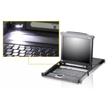 KVM jungiklis ATEN CL5708N skirtas montavimui į stovą, juodas, USB 1280x1024