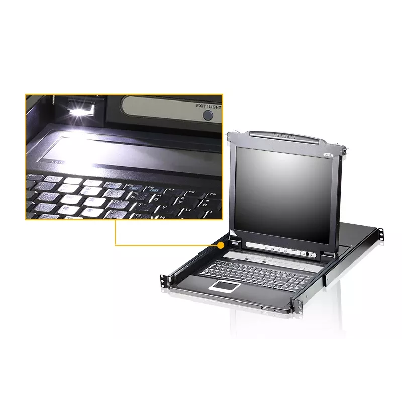 KVM jungiklis ATEN CL5708M, skirtas montavimui stove, juodas, 1U, 17 colių LCD