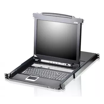 KVM jungiklis ATEN CL5708M, skirtas montuoti į stovą, juodas, 1U, 17 colių LCD