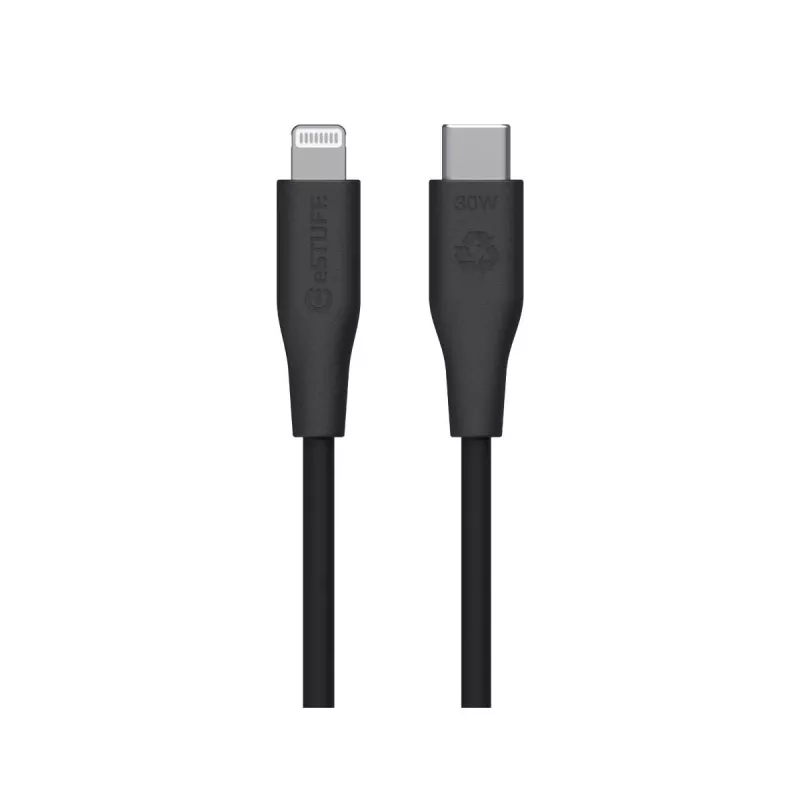 Lightning į USB-C kabelis eSTUFF ES602180 — 1 m, juodas, MFi sertifikuotas, RoHS