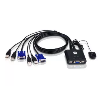 ATEN 2 prievadų USB VGA KVM jungiklis, 2048 x 1536 pikseliai, QXGA, 0,14 W, juodas