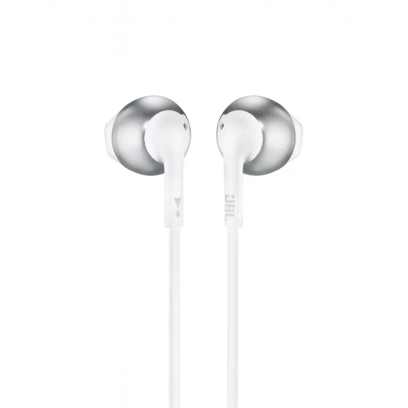 JBL Tune 205, laidinis, 20 - 20000 Hz, skambučiams / muzikai, 14,3 g, ausinės, chromuotos, baltos