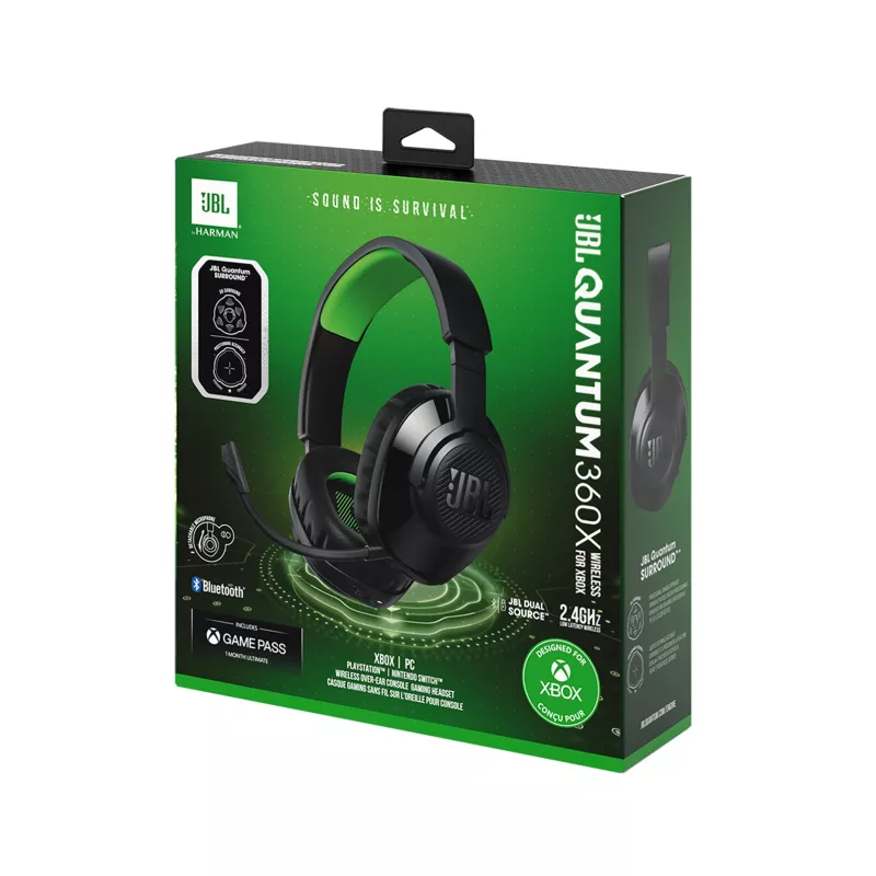 JBL Quantum 360X ausinės Belaidės Žaidimams USB Type-C Bluetooth Juoda, Žalia