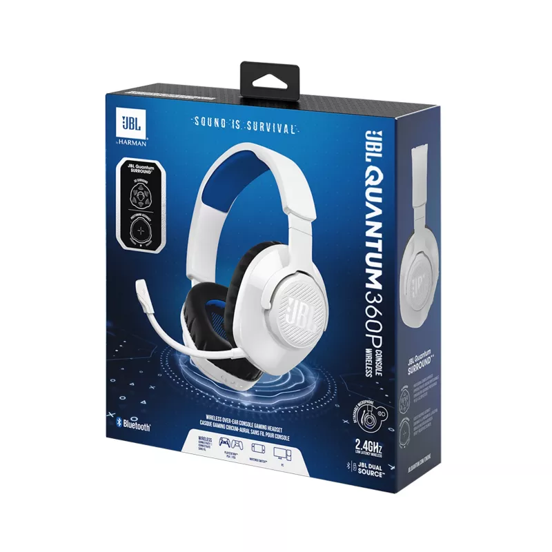 JBL Quantum 360P Ausinės Belaidės Ant galvos Žaidimų USB Type-C Bluetooth Mėlyna, Balta