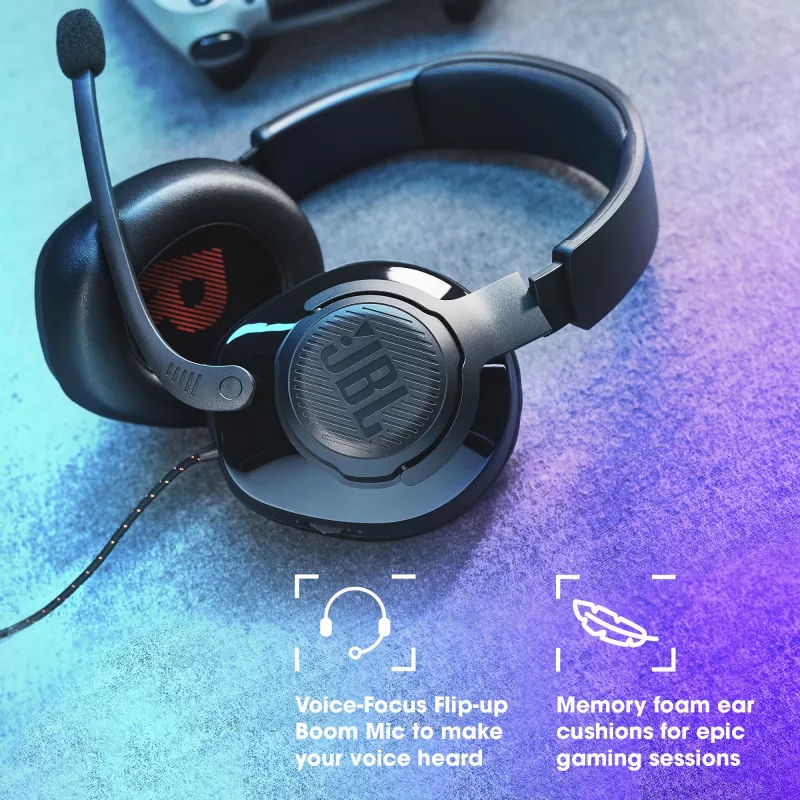 JBL Quantum 200 Juoda, laidinis, 20 - 20000 Hz, žaidimams, 248 g, ausinės, juodos