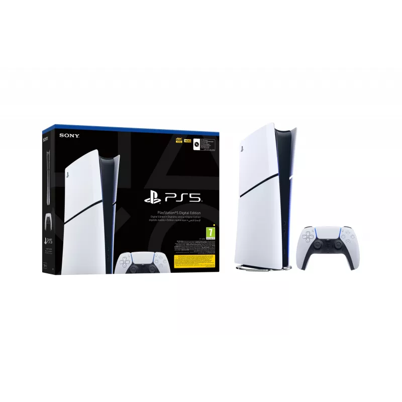 Sony PlayStation 5 (modelių grupė – plonas) skaitmeninė versija, PlayStation 5, juoda, balta, 16384 MB, GDDR6, 448 GB/s, AMD