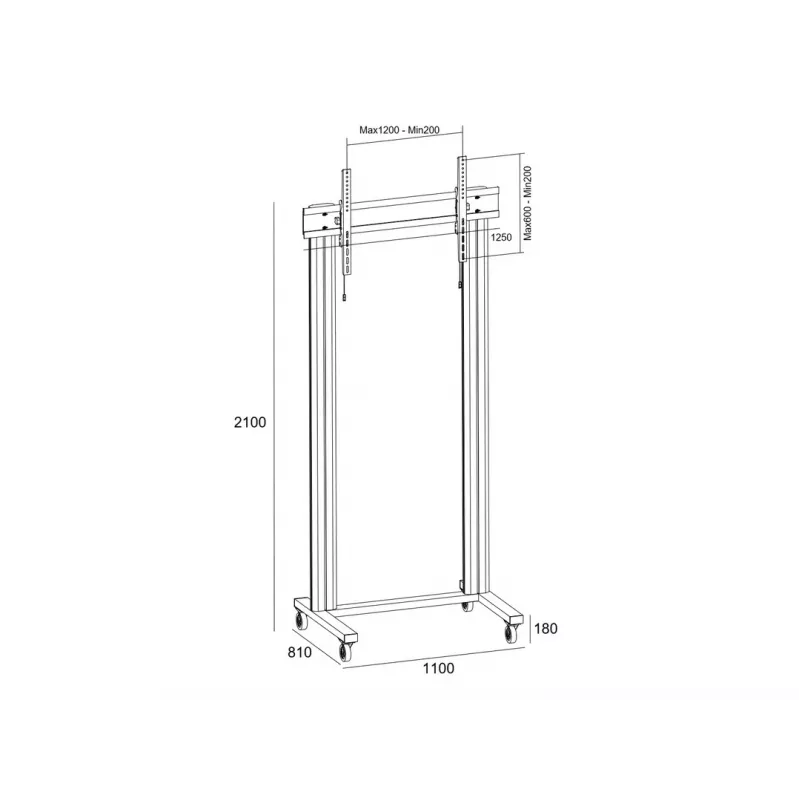 Multibrackets M Public Display Stand 210 Dual Pillar Wheelbase, juoda