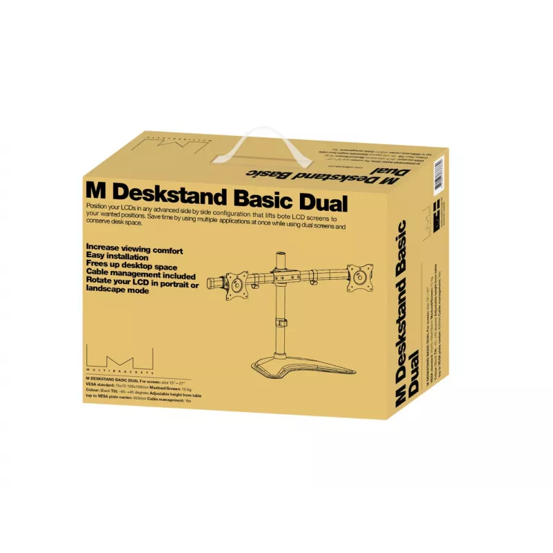 Multibrackets M Deskstand Basic Dual, laisvai stovintis, 16 kg, 38,1 cm (15″), 68,6 cm (27″), 100 x 100 mm, juodas
