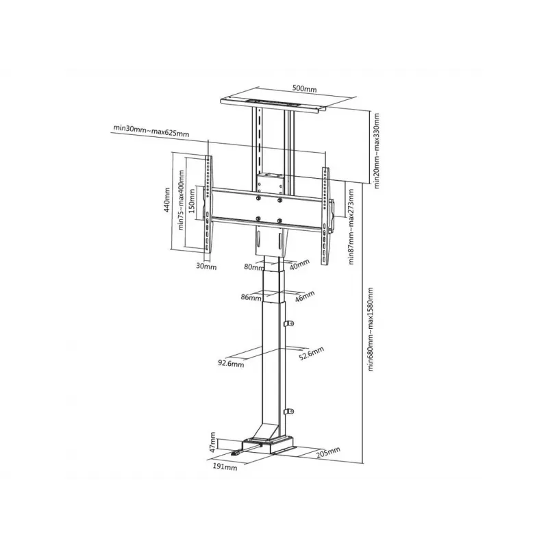 Multibrackets M Motorinis TV keltuvas Large 50 kg talpa 37–65 colių ekranams