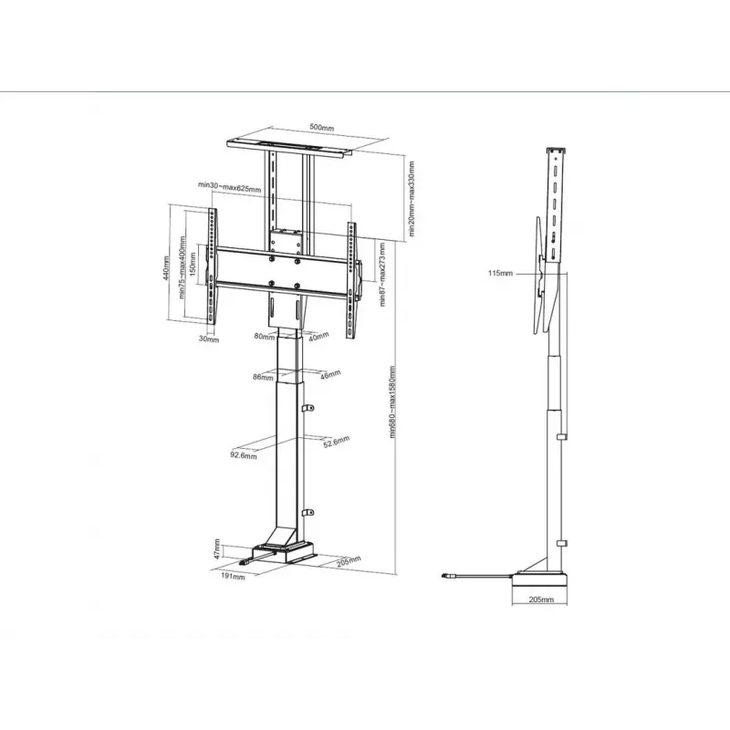 Multibrackets M Motorinis TV keltuvas Large 50 kg talpa 37–65 colių ekranams