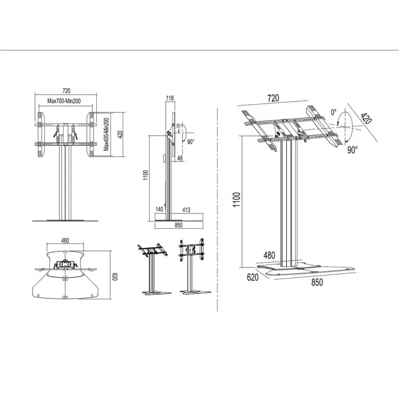 Multibrackets M Public Display Stand 110 HD Floorbase Single Juoda