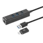 Manhattan USB-C ir USB-A kombinuotas dokas / šakotuvas, prievadai (4): Ethernet ir USB-A (x3), 5 Gbps (USB 3.2 Gen1, dar žinomas kaip USB 3.0), maitinamas per USB (išorinis maitinimo blokas nereikalingas)