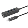 Manhattan USB-C ir USB-A kombinuotas dokas / šakotuvas, prievadai (4): Ethernet ir USB-A (x3), 5 Gbps (USB 3.2 Gen1, dar žinomas kaip USB 3.0), maitinamas per USB (išorinis maitinimo blokas nereikalingas)