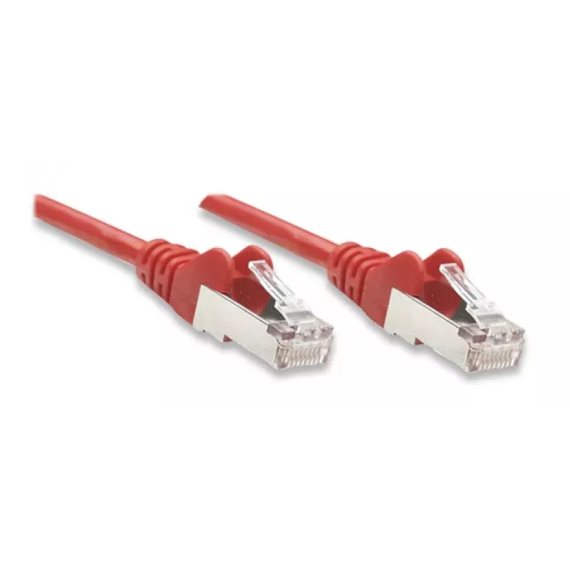 Intellinet tinklo pataisomasis laidas, Cat5e, 3 m, raudonas, CCA, F/UTP, PVC, RJ45, auksuoti kontaktai, be užkabinimų, su apsauginiu gaubteliu, polietileninis maišelis