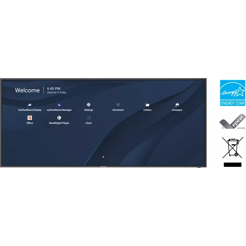 Viewsonic CDE105UW interaktyvi lenta 2,67 m (105 coliai) 5120 x 2160 pikselių juoda