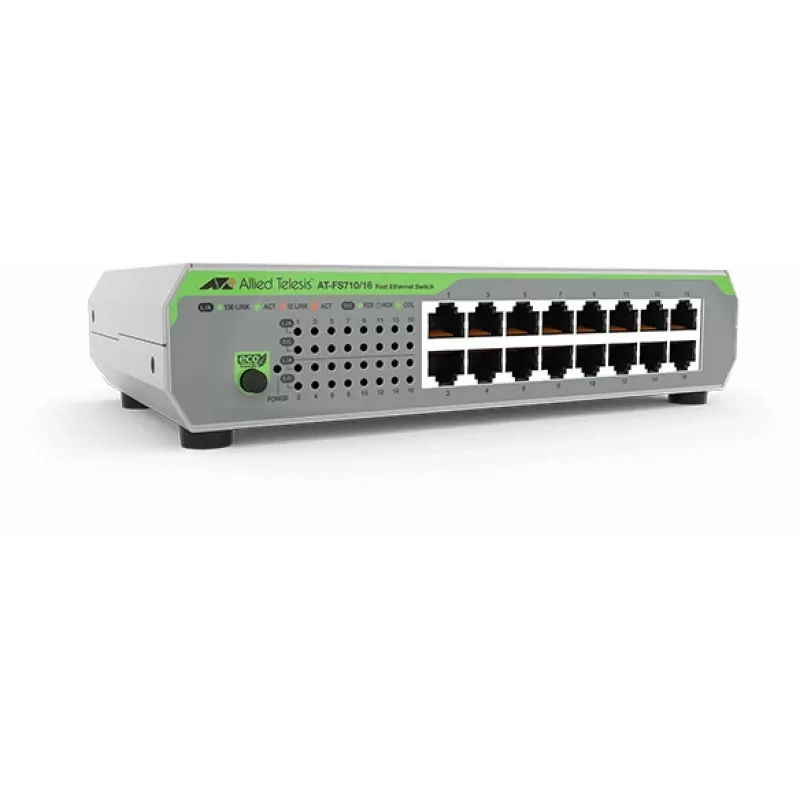 Allied Telesis AT-FS710/16-50 Nevaldomas Fast Ethernet (10/100) 1U Žalias, Pilkas