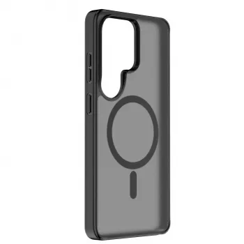 Cellularline FROSTY MAG - Galaxy S26 Ultra pusiau permatomas dėklas su matiniu paviršiumi ir spalvotais kraštais, suderinamas su Qi2 ekosistema ir magnetiniais priedais, skirtais Samsung.