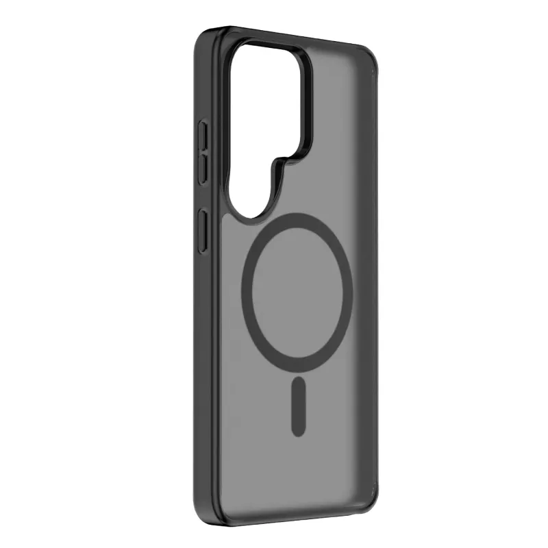Cellularline FROSTY MAG - Galaxy S26 Ultra pusiau permatomas dėklas su matiniu paviršiumi ir spalvotais kraštais, suderinamas su Qi2 ekosistema ir magnetiniais priedais, skirtais Samsung.
