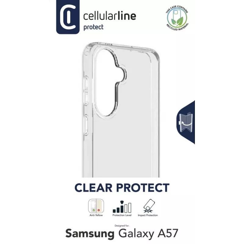 Cellularline Clear Protect - Galaxy A57 kietas dėklas su guminiais kraštais