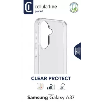 Cellularline Clear Protect - Galaxy A37 kietas dėklas su guminiais kraštais