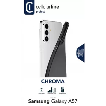 Cellularline CHROMA – Galaxy A57 Spalvotas TPU dėklas su matiniu, minkštos lytėjimo apdaila ir įbrėžimams atspariu mikropluošto pamušalu. Apsaugo kraštus ir mygtukus nekeisdamas telefono dizaino.