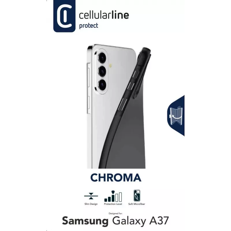 Cellularline CHROMA – Galaxy A37 Spalvotas TPU dėklas su matiniu, minkštu paviršiumi ir įbrėžimams atspariu mikropluošto pamušalu. Apsaugo kraštus ir mygtukus nekeisdamas telefono dizaino.