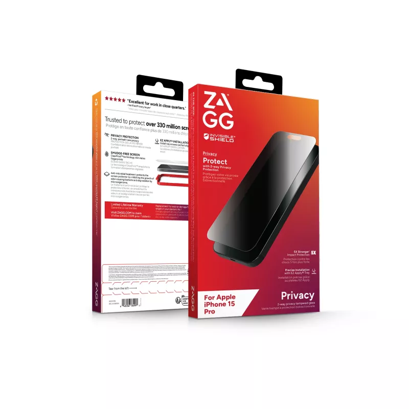 ZAGG InvisibleShield Glass Elite Privacy AM E Apple iPhone 15 Pro ekrano apsauga EN/FR