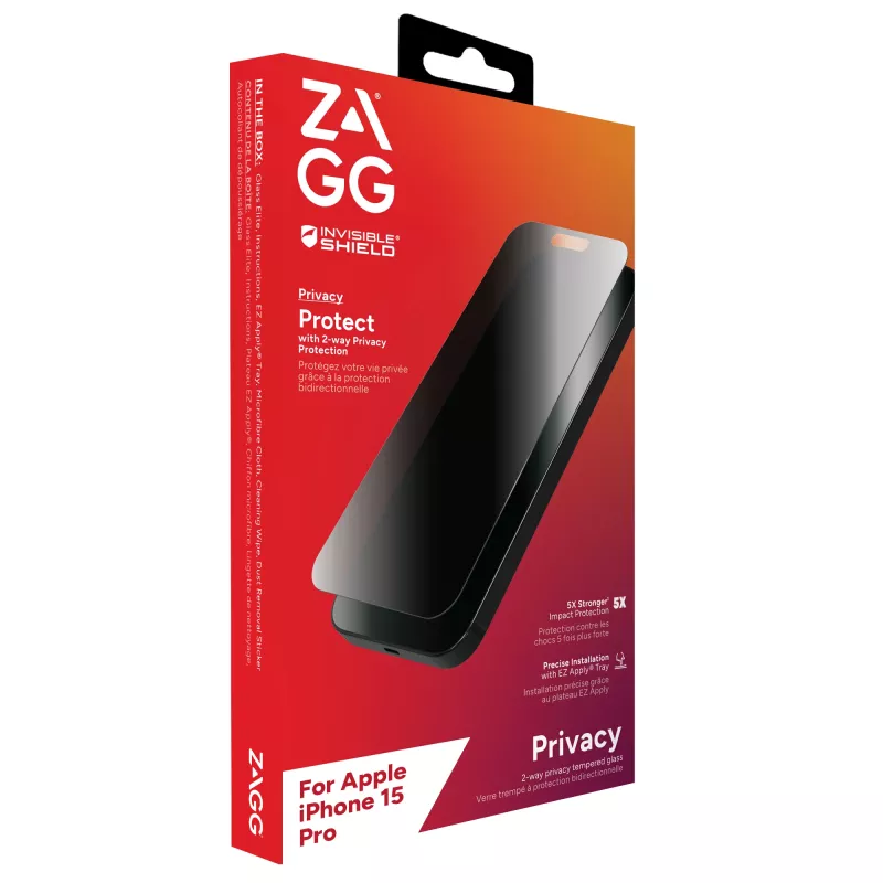 ZAGG InvisibleShield Glass Elite Privacy AM E Apple iPhone 15 Pro ekrano apsauga EN/FR