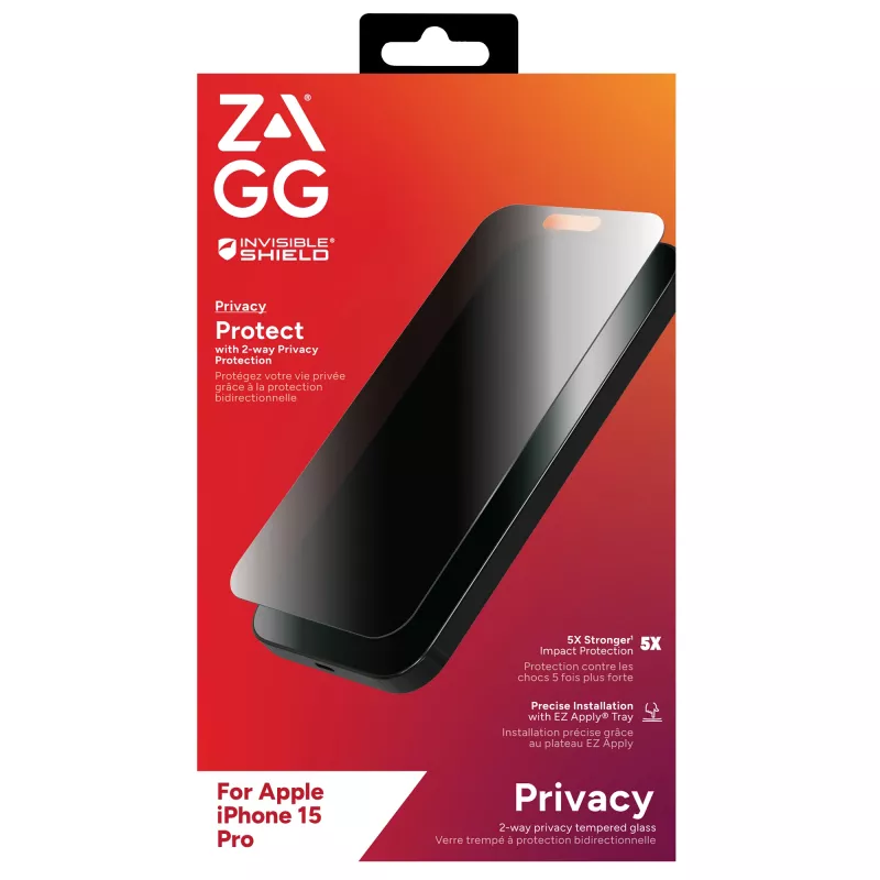 ZAGG InvisibleShield Glass Elite Privacy AM E Apple iPhone 15 Pro ekrano apsauga EN/FR