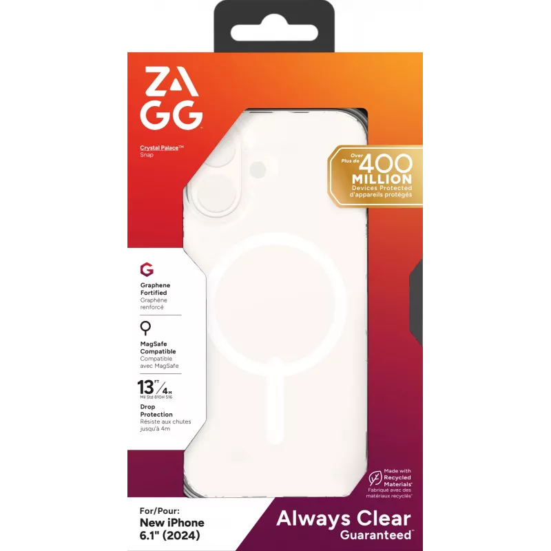 ZAGG Cases Crystal Palace Snap Apple iPhone 16 Clear, Dėklas, Apple, iPhone 16, 15,5 cm (6,1 colio), Skaidrus