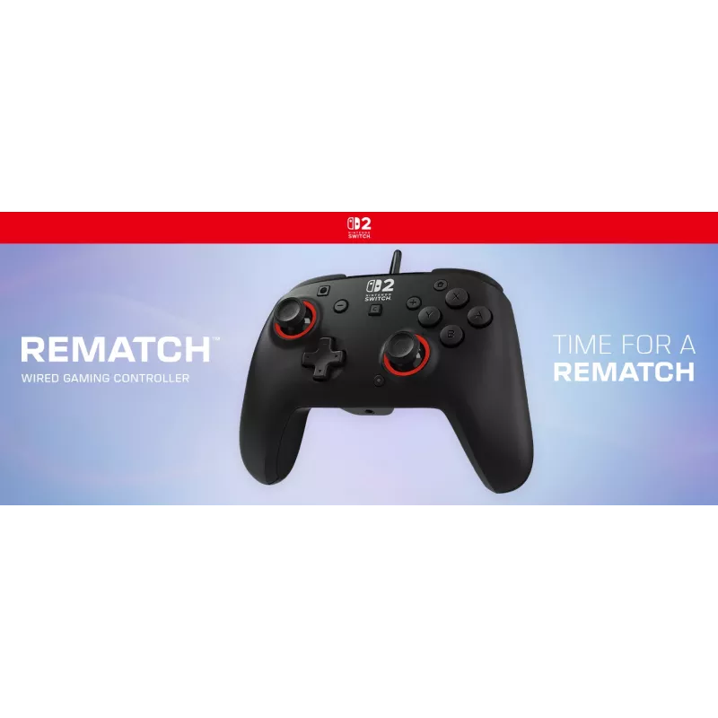 Laidinis žaidimų valdiklis „Turtle Beach Rematch“, skirtas „Nintendo Switch 2“ – USB‑C, 3 m laidas, atgalinis mygtukas, D‑pad, juodas