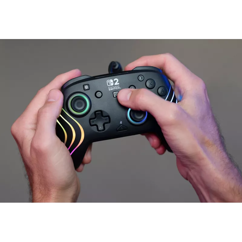 Žaidimų pultelis Turtle Beach Afterglow Wave Juoda laidinis RGB valdiklis, skirtas Nintendo Switch / Switch 2, USB-C, 3 m laidas