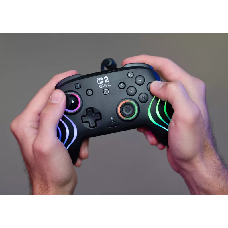 Žaidimų pultelis Turtle Beach Afterglow Wave Juoda laidinis RGB valdiklis, skirtas Nintendo Switch / Switch 2, USB-C, 3 m laidas